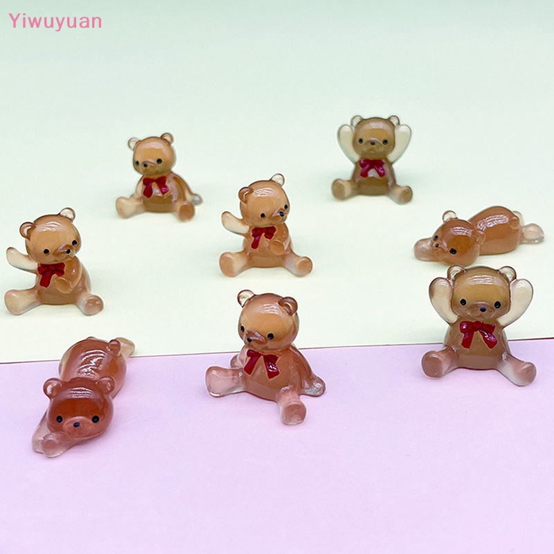 Bộ 2 Đồ trang trí Gấu Dạ Quang Thu Nhỏ Bằng Nhựa Resin Dễ Thương Trang Trí Tiểu Cảnh / Bảng Điều Khiển Xe Hơi