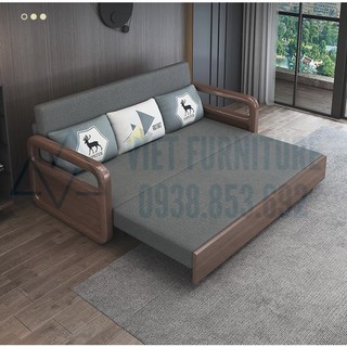 Giường sofa gỗ cao câp, giường gỗ gâp gọn, giường sofa kéo, giường sofa gấp gọn 1m64x2m