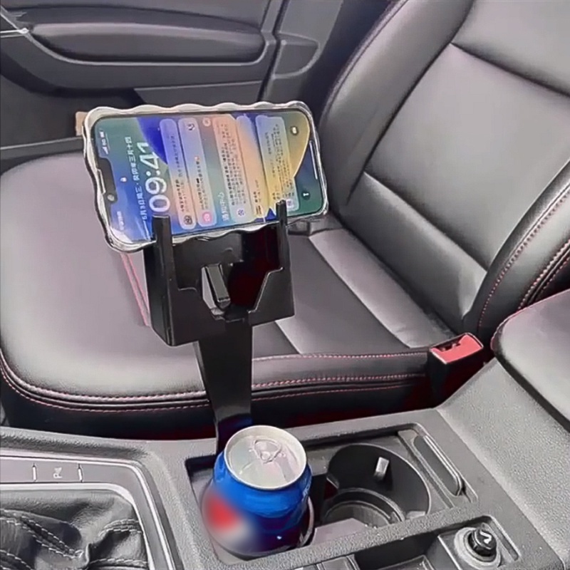 Giá Đỡ Điện Thoại / Chai Nước Bằng Nhựa Màu Đen Tiện Dụng Cho Xe Hơi