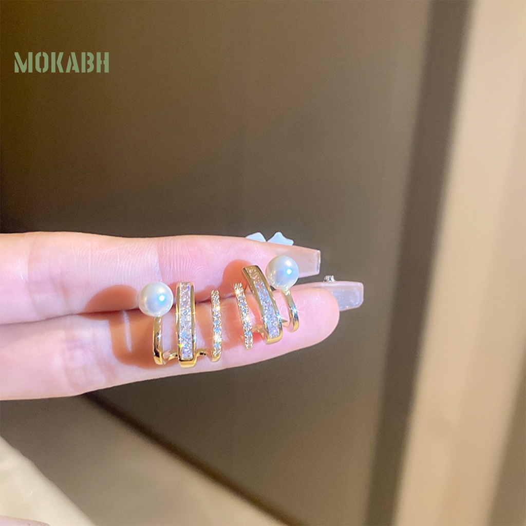 1 Đôi Bông Tai Đính Đá Ngọc Trai Giả Thời Trang Dành Cho Nữ