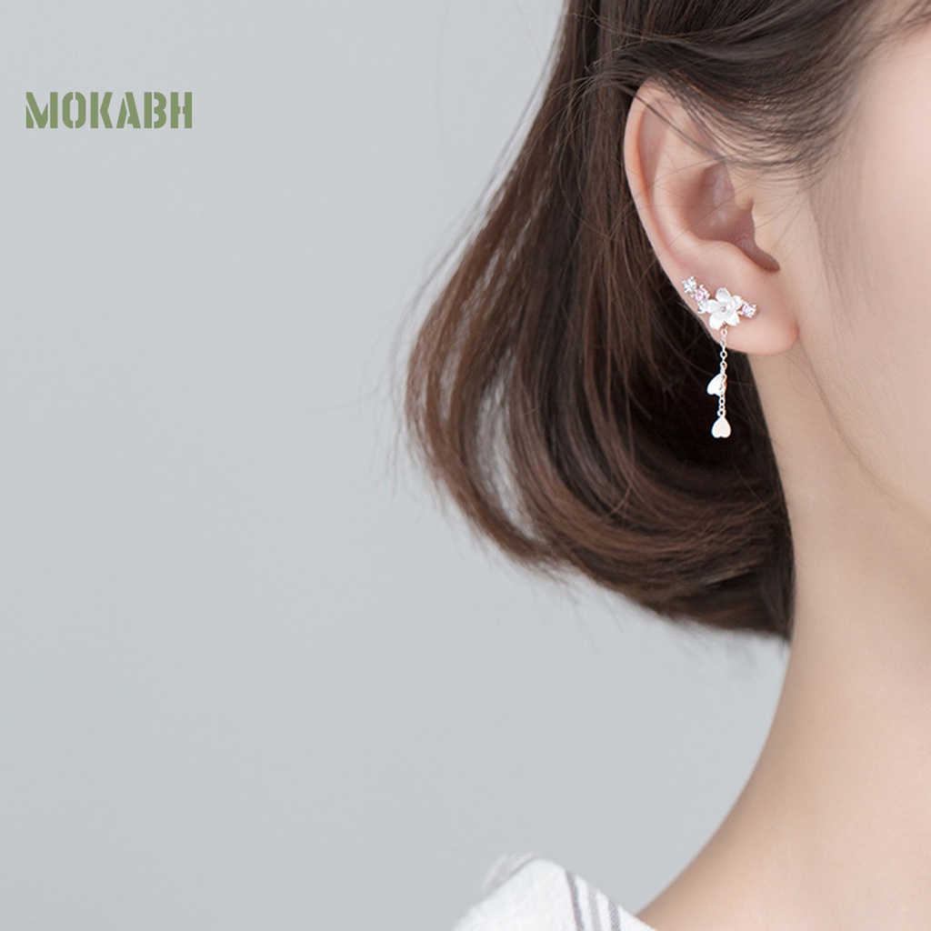 1 Đôi Bông Tai Hình Hoa Và Vỏ Sò Đính Đá Thời Trang