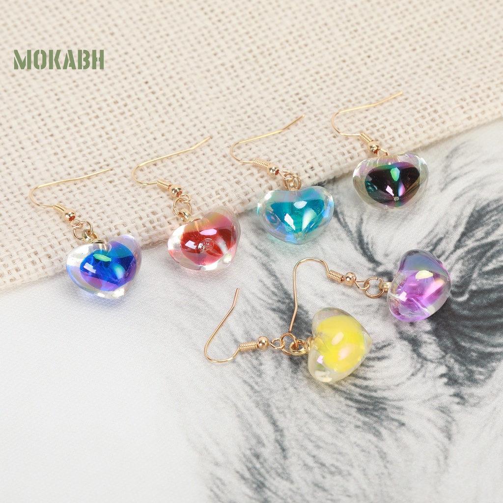 1 Đôi Bông Tai Hình Trái Tim Bằng Acrylic Mạ Điện Thoải Mái Chống Phai Màu Thời Trang Công Sở Cho Nữ