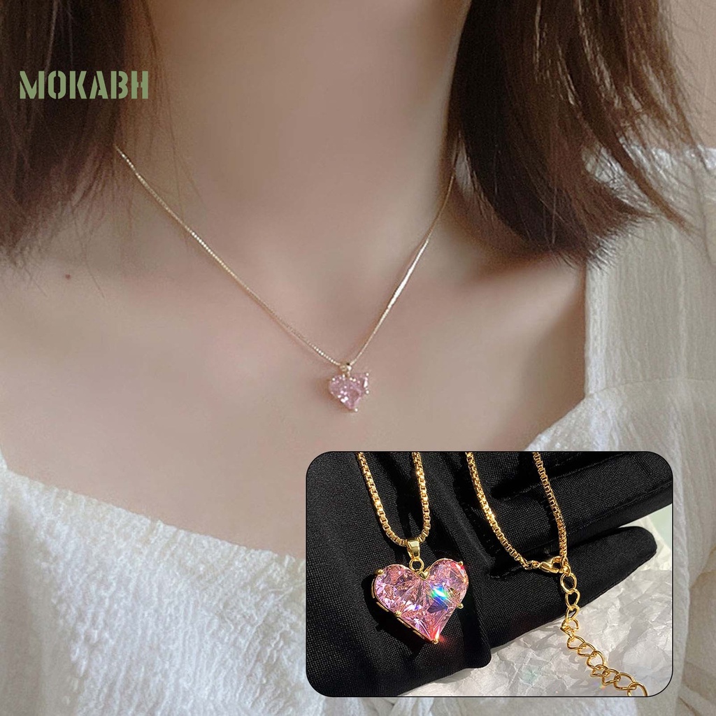 [Mới] Vòng cổ Mặt Hình Học Đính Đá Zircon Màu Hồng Lấp Lánh Chống Mài Mòn Không Gây Dị Ứng Dành Cho Nữ