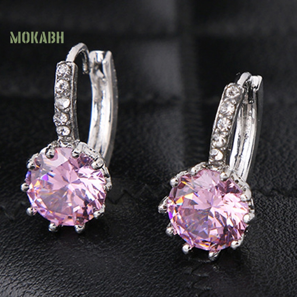 Khuyên Tai Tròn Đính Đá Zircon Thời Trang Cho Nữ