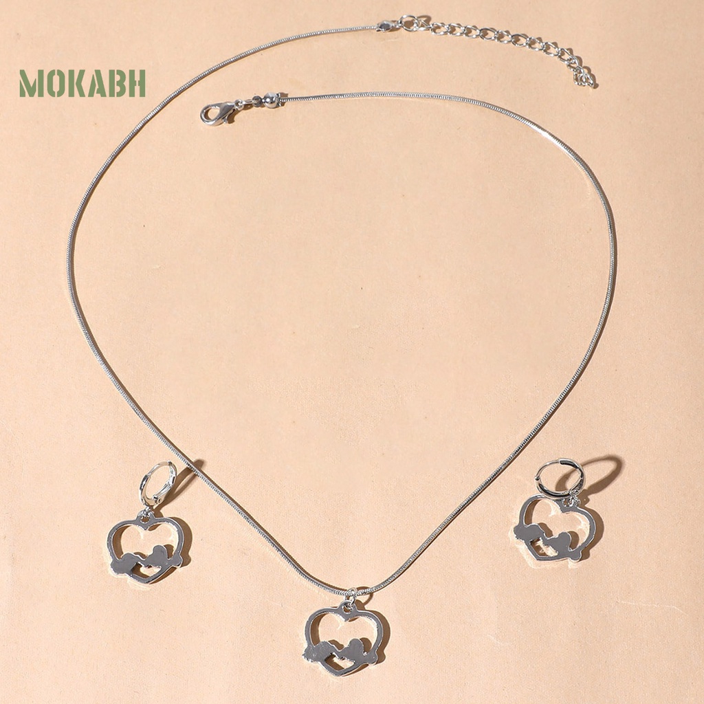 [Mới] Set Vòng cổ Và Bông Tai Hình Trái Tim Bằng Hợp Kim Bắt Mắt