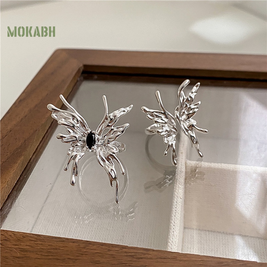 [Mới] Nhẫn Đeo Ngón Tay Họa Tiết Bướm Không Phai Màu Sáng Bóng Điều Chỉnh Được Cá Tính Cao Cấp Dành Cho Nữ