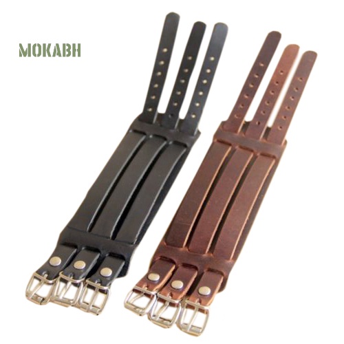 Vòng Tay Giả Da Với 3 Khóa Cài Thời Trang Cho Nam