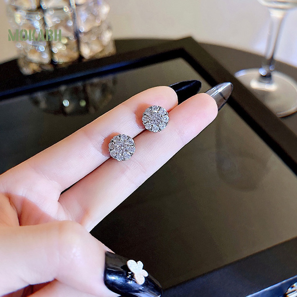 Bộ Vòng cổ + Bông Tai + Nhẫn + Nhẫn Hình Tròn Đính Đá Lấp Lánh Thời Trang Sang Trọng Cho Nữ