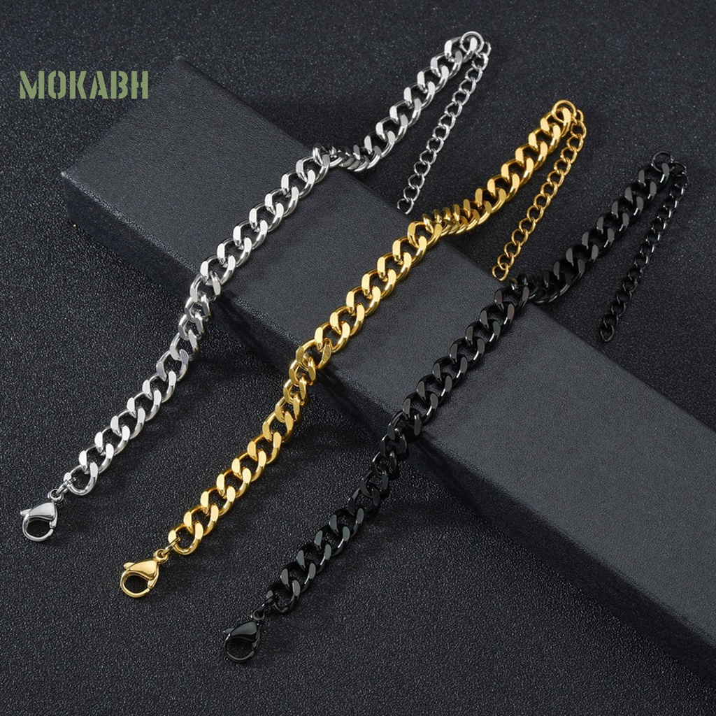 Vòng Tay Chuỗi Xích Bằng Thép Không Gỉ Mạ Phong Cách Hip Hop Thời Trang Cho Nam