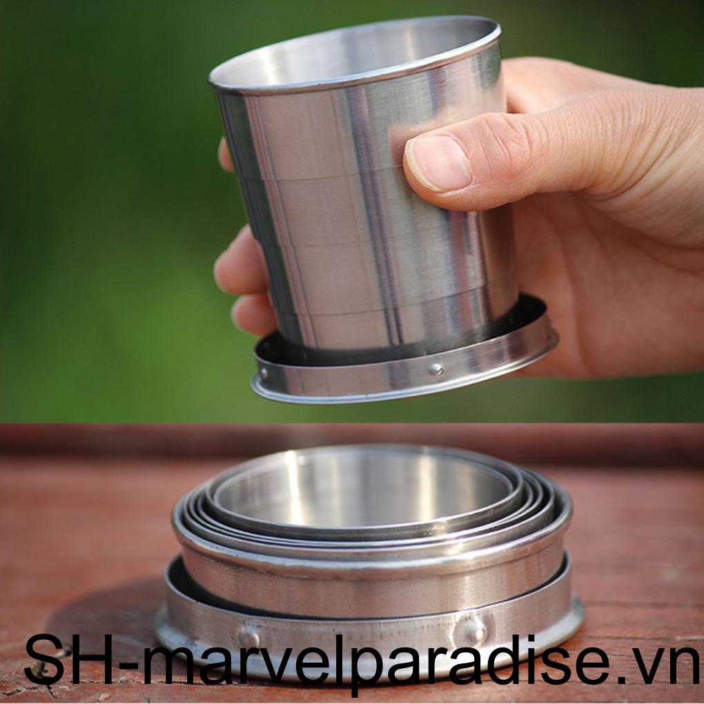 Cốc Uống Nước Bằng Thép Không Gỉ Có Thể Gấp Gọn Tiện Dụng Mang Theo Du Lịch / Dã Ngoại