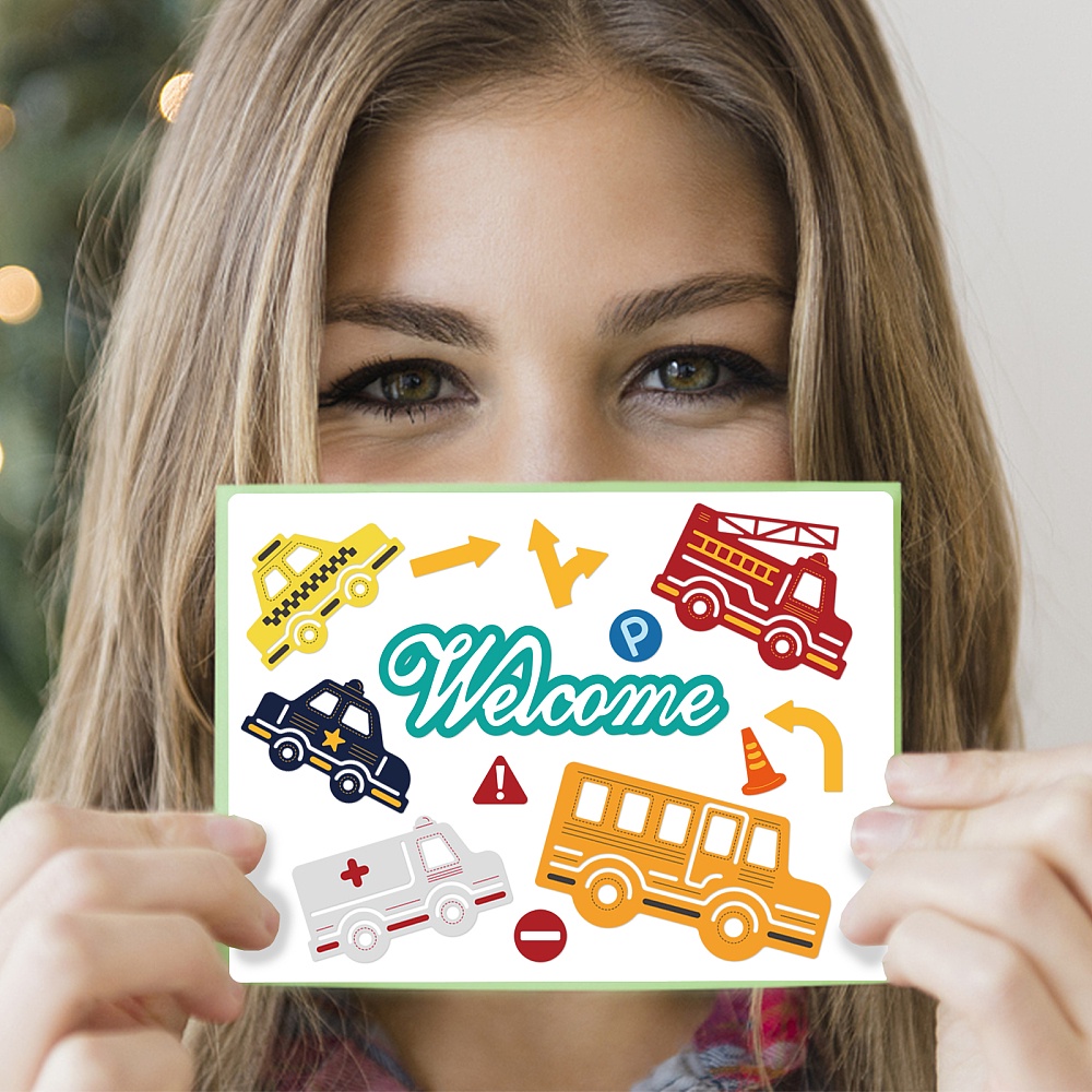 1 Khuôn Cắt Giấy Bằng Thép Carbon 160x167x0.8mm Họa Tiết Phương Tiện Giao Thông