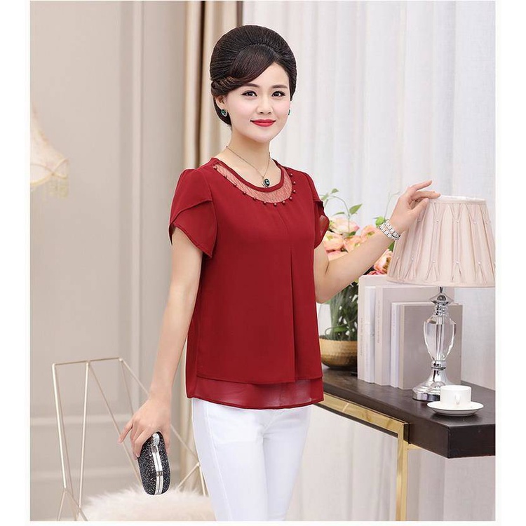 Áo Sơ Mi Tay Ngắn Thời Trang Mùa Hè Cho Phụ Nữ Trung Niên