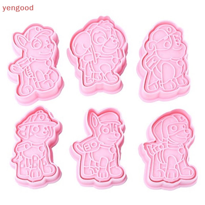 Bộ 6 Khuôn Cắt Bánh Quy Bằng Nhựa Hình Chú Chó 3D DIY Dành Cho Trẻ Em