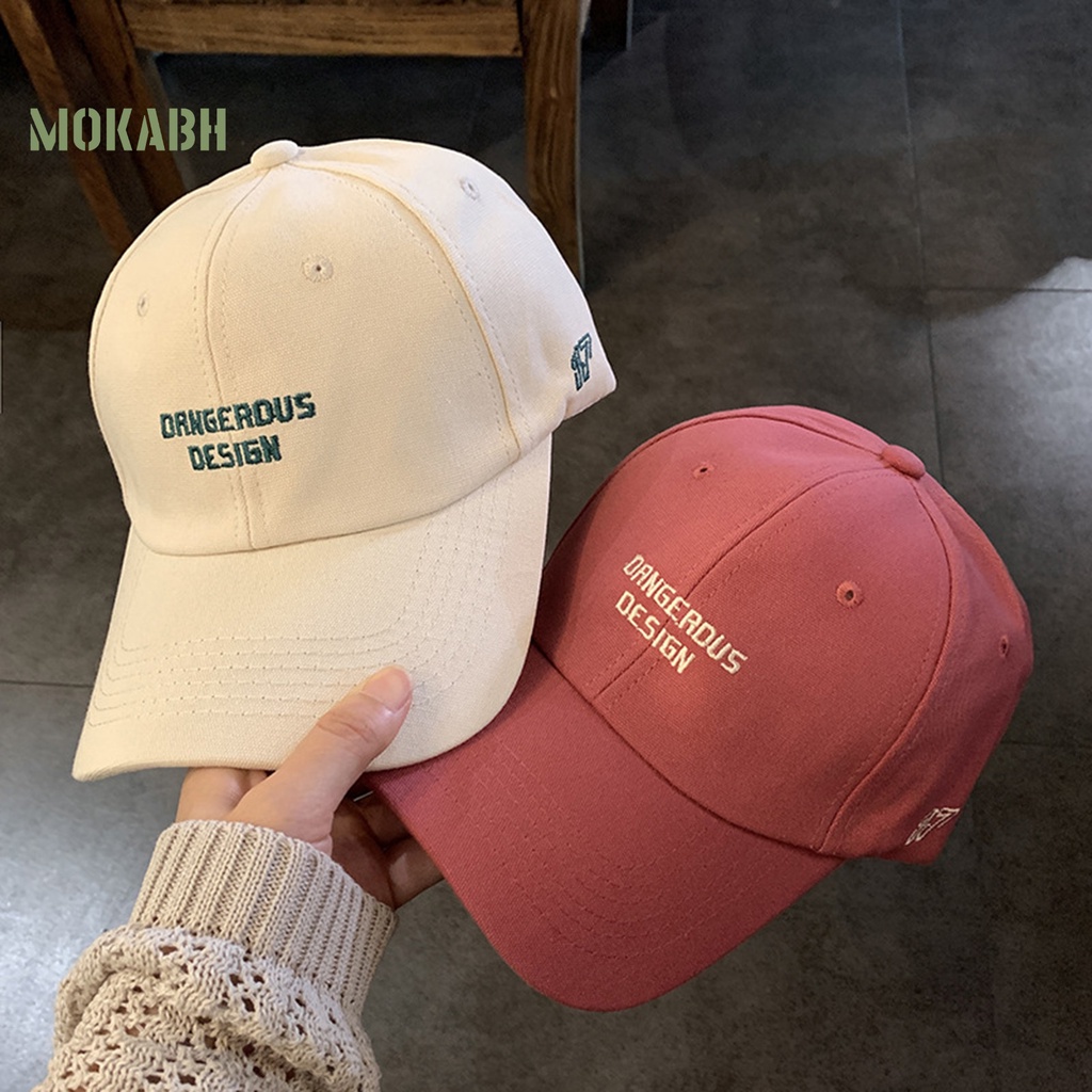 [Mok Abh] Mũ Lưỡi Trai Màu Trơn Thêu Chữ Phong Cách Hip Hop Hàn Quốc