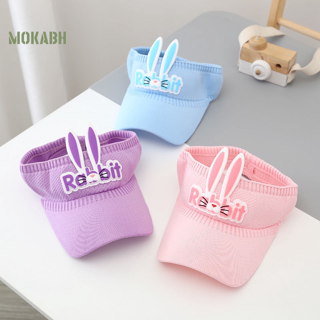 Mũ Lưỡi Trai Hở Chóp Bằng Polyester Họa Tiết Tai Thỏ 3D Dễ Thương Thời Trang Mùa Hè Cho Bé