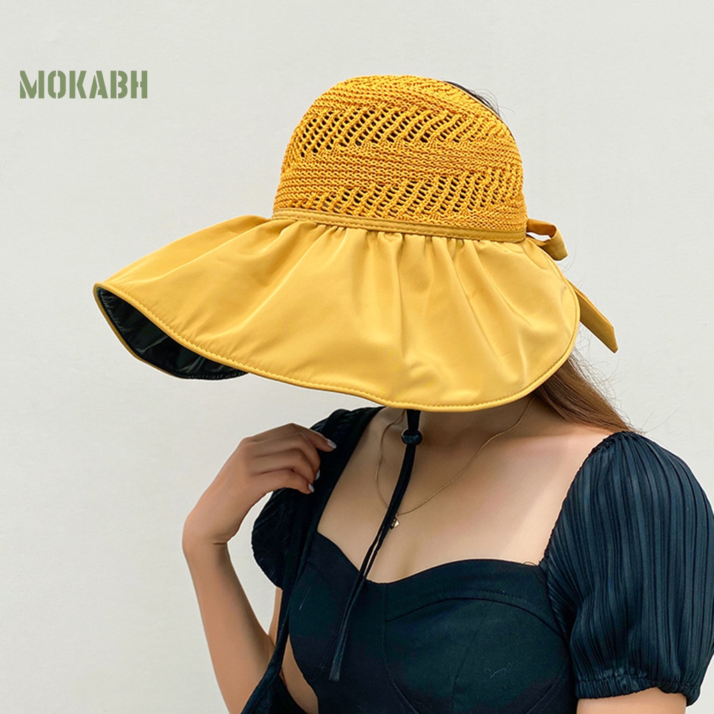 [Mok Abh] Mũ Ngư Dân Dây Bện Hở Chóp Có Thể Gấp Lại Được Dùng Ngoài Trời Cho Nữ