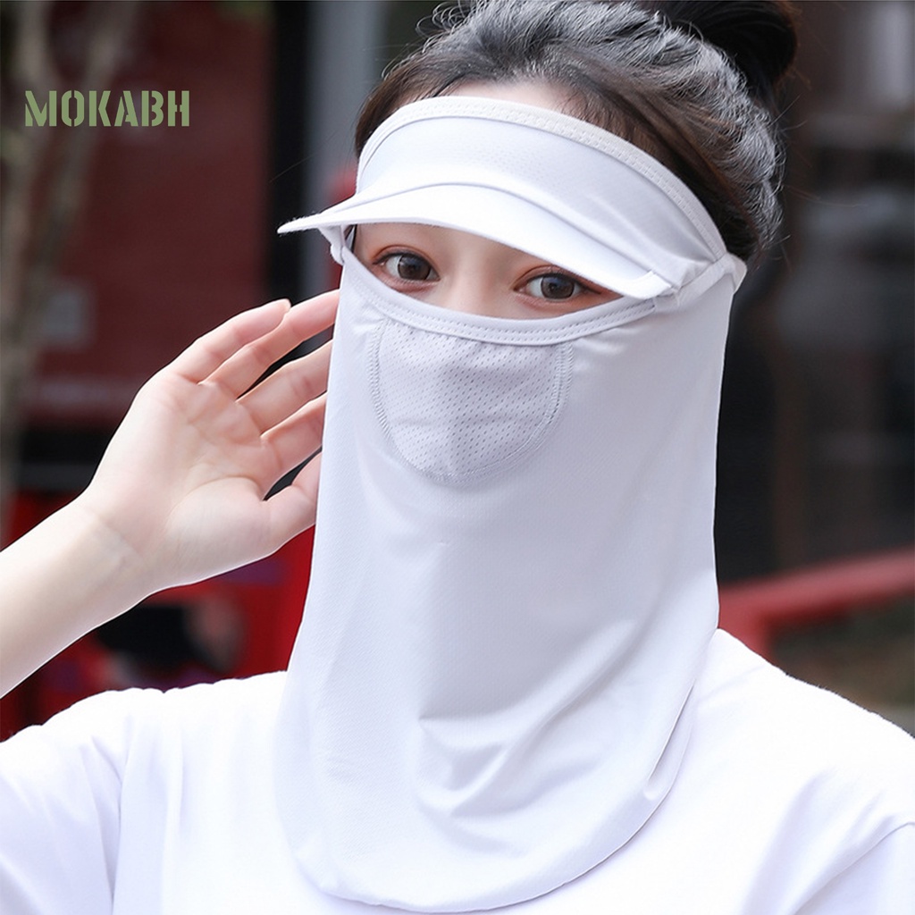 [Mok Abh] Mũ Trùm Đầu Che Mắt Và Cổ Bằng Lụa Lạnh Chống Bụi Thoáng Khí Dùng Khi Đi Xe Đạp Mùa Hè