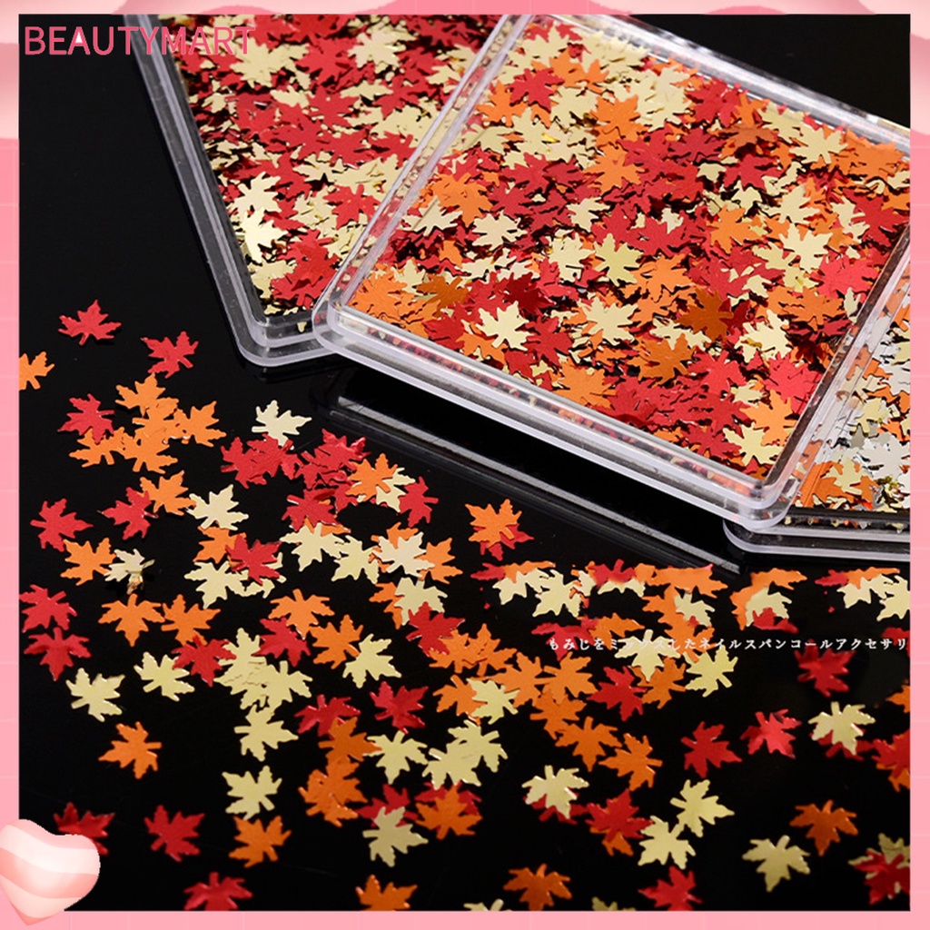 1 Hộp Kim Tuyến Lá Phong Mini Siêu Mỏng Nhiều Màu Sắc Lấp Lánh Trang Trí Móng Tay Nghệ Thuật DIY