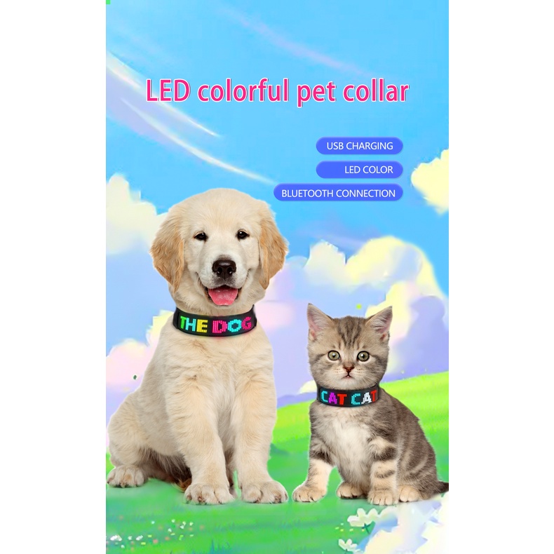 Vòng Cổ Màu Sắc RGB Có Đèn LED Và Kết Nối Bluetooth Cho Thú Cưng