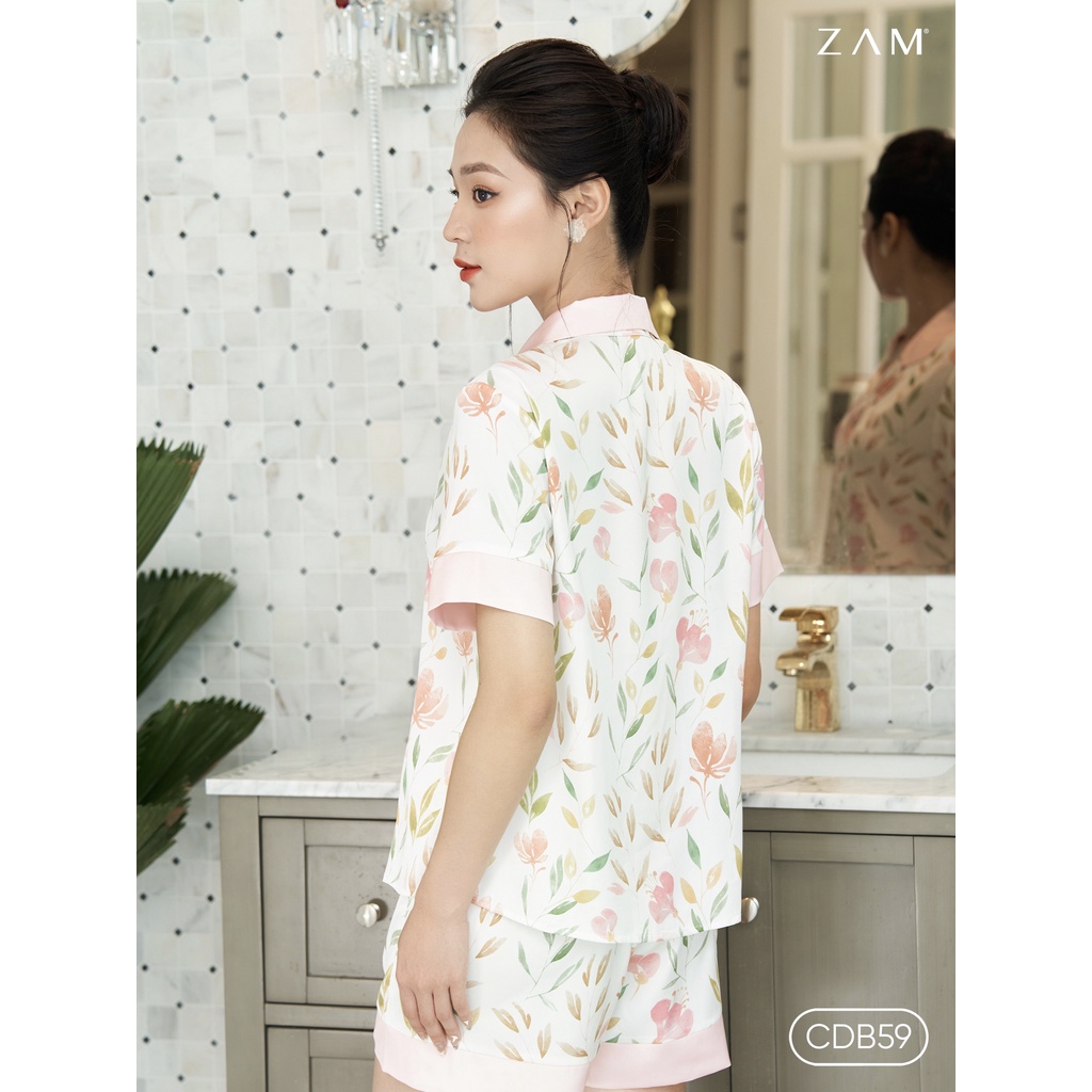 Zam Luxury - CDB59 - Ngắn tay quần đùi HOA MÀU NƯỚC
