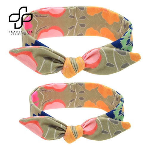 Băng Đô Cài Tóc Tai Thỏ In Họa Tiết Xinh Xắn Thời Trang Cho Mẹ Và Bé