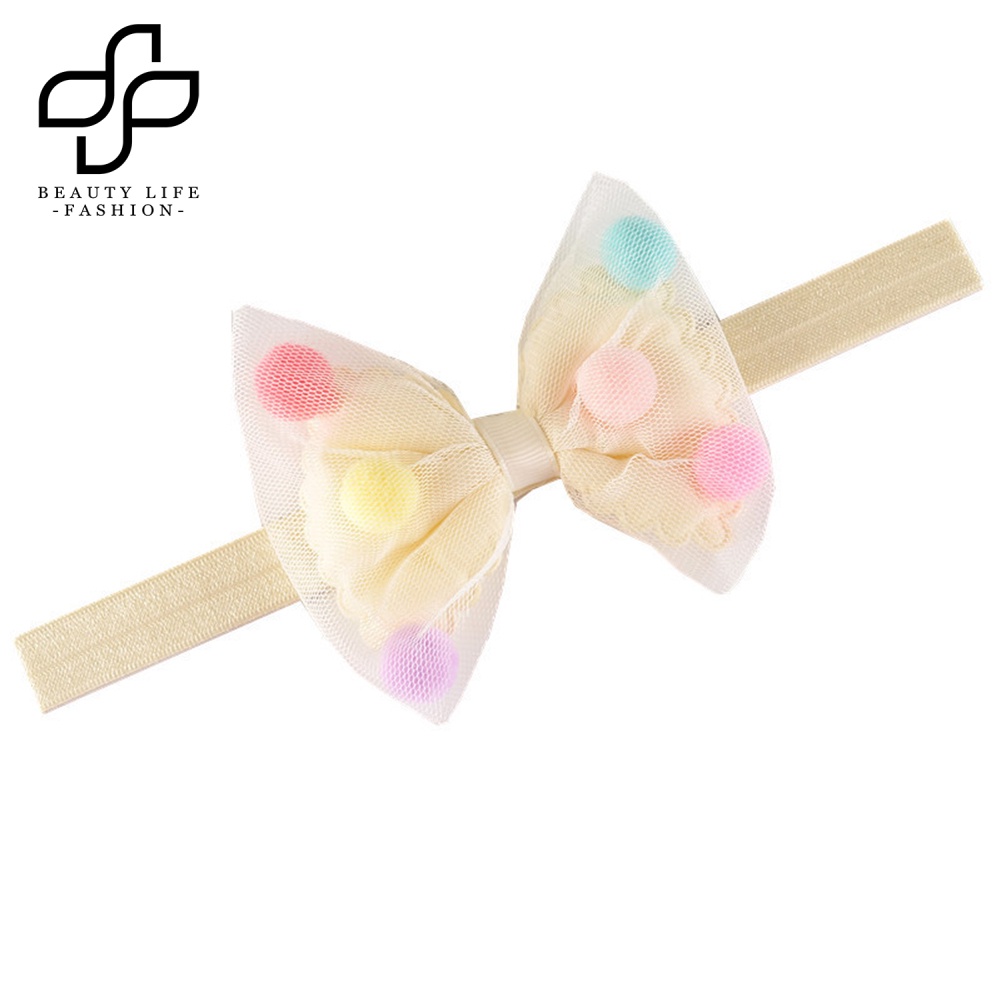 Băng Đô Nơ Đính Bóng Lông Co Giãn Dễ Thương Cho Bé Gái