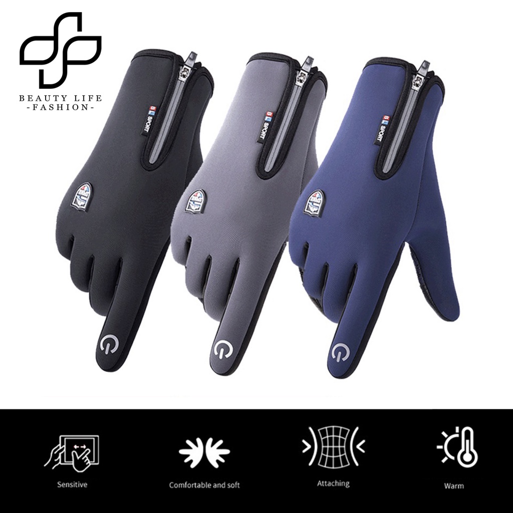 1 Đôi Găng Tay Đạp Xe Chống Nước Đa Năng Có Thể Chạm Màn Hình Cảm Ứng