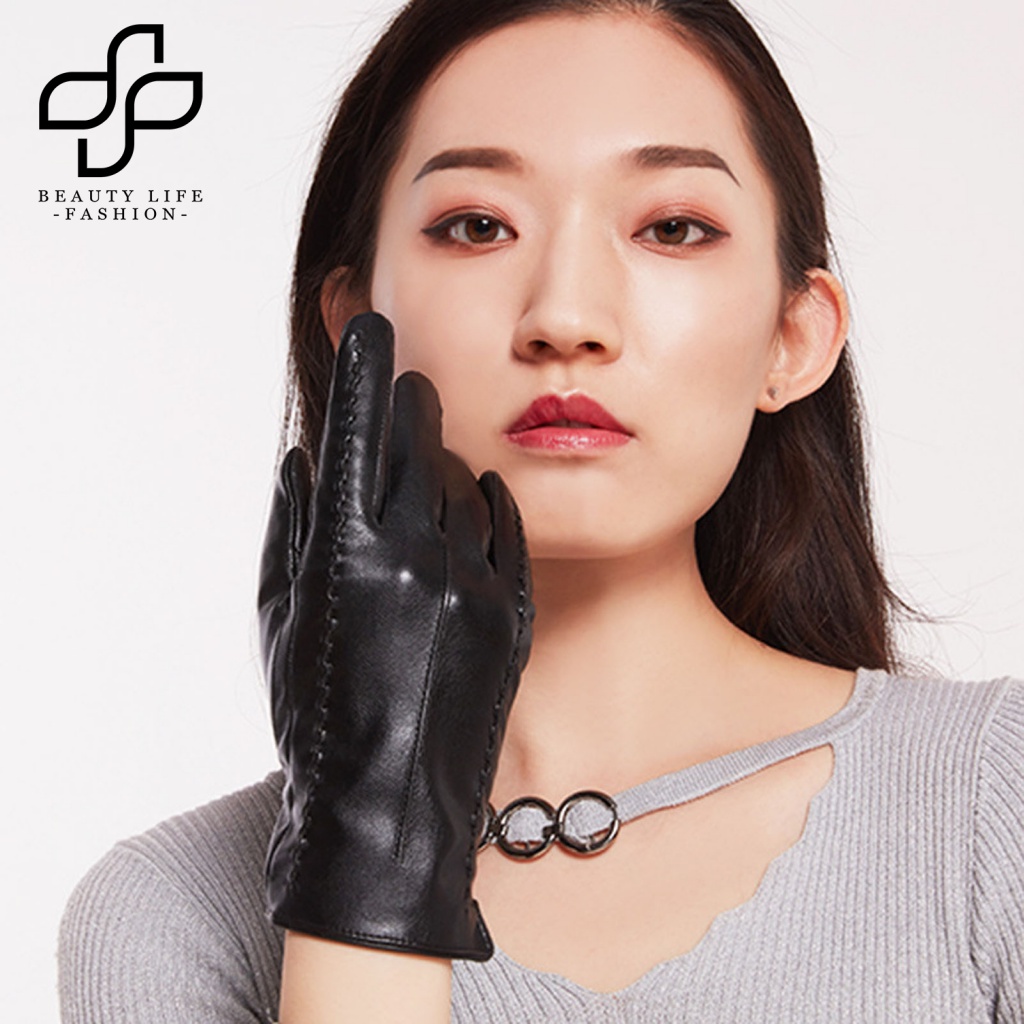 1 Đôi Găng Tay Da Giả Lót Lông Mềm Mại Co Giãn Giữ Ấm Mùa Đông Có Thể Chạm Màn Hình Cảm Ứng Dành Cho Bạn Nữ Khi Lái