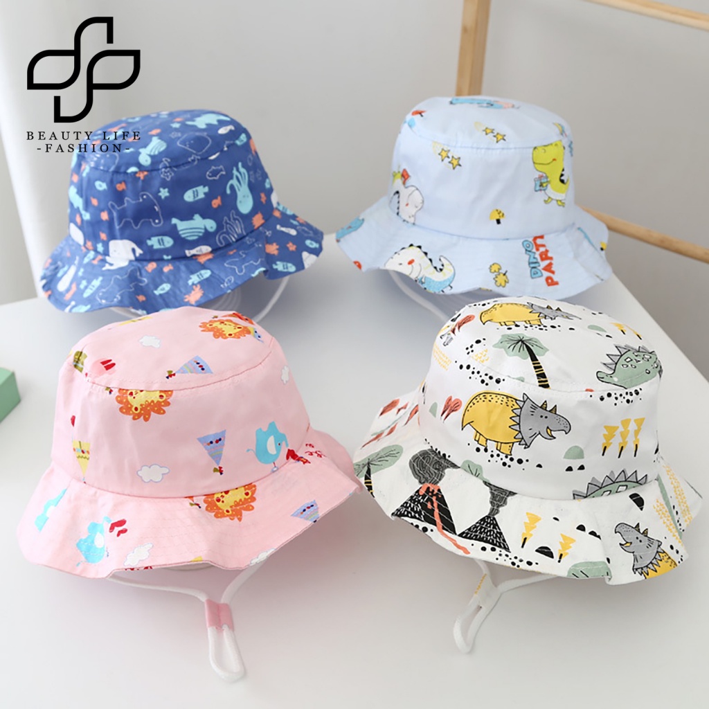 Nón Tai Bèo Chống Nắng Thoáng Khí In Họa Tiết Khủng Long Hoạt Hình Cho Bé