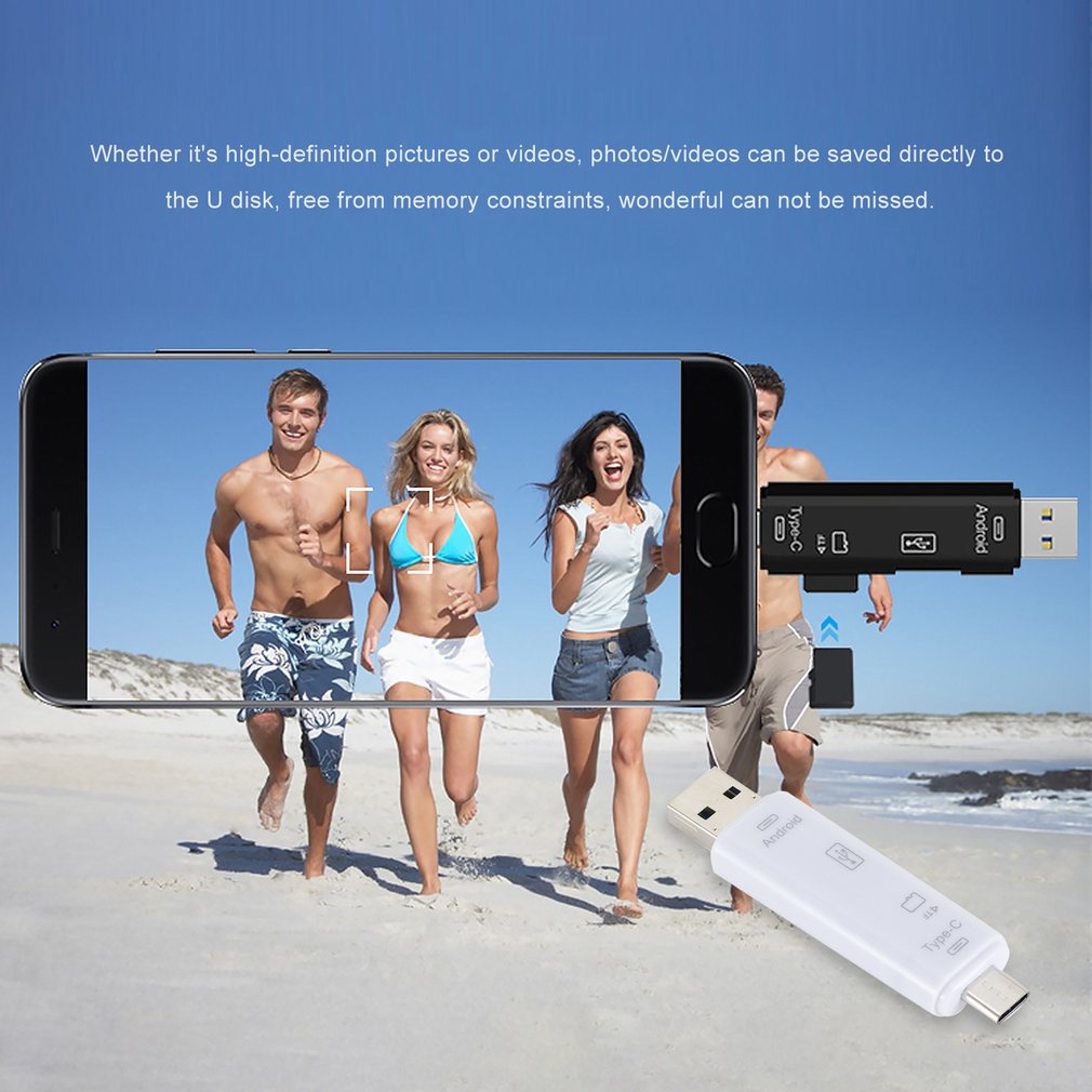 5 In 1 Usb2.0 Usb / Micro Security Digital Tf Memory Card Reader Otg Adapter Connector High Speed [Q/10]