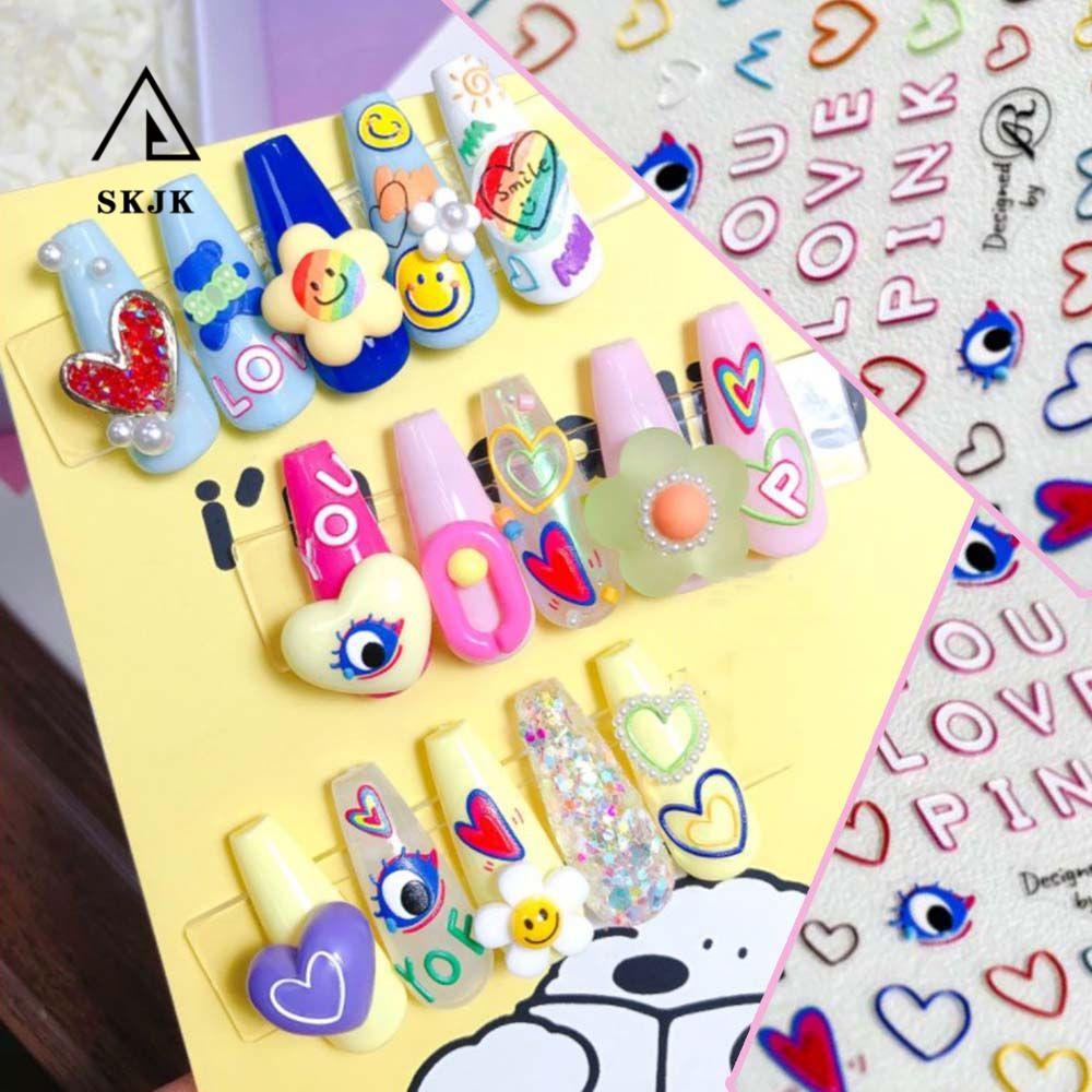 [Hàng mới về] Miếng Dán Trang Trí Móng Tay Hình Mặt Cười Hoạt Hình 5D Nhiều Màu Sắc