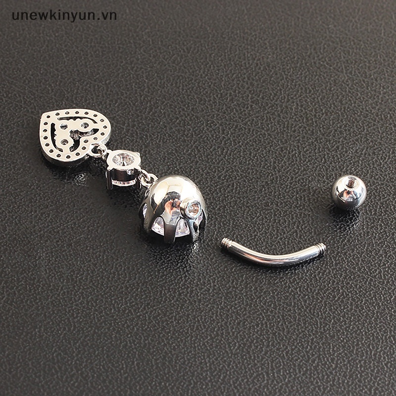 Khuyên Rốn Bằng Thép Không Gỉ Đính Đá Zircon Hình Trái Tim Quyến Rũ Cho Nữ