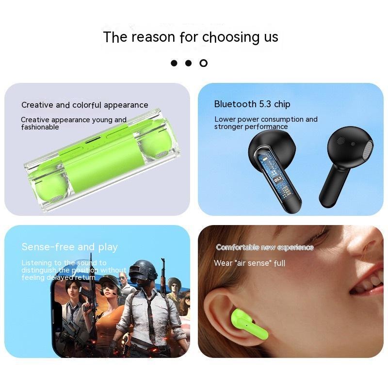 Tai Nghe Bluetooth 5.3 TWS Năng Lượng Thấp Trong Suốt Dùng Chơi Game