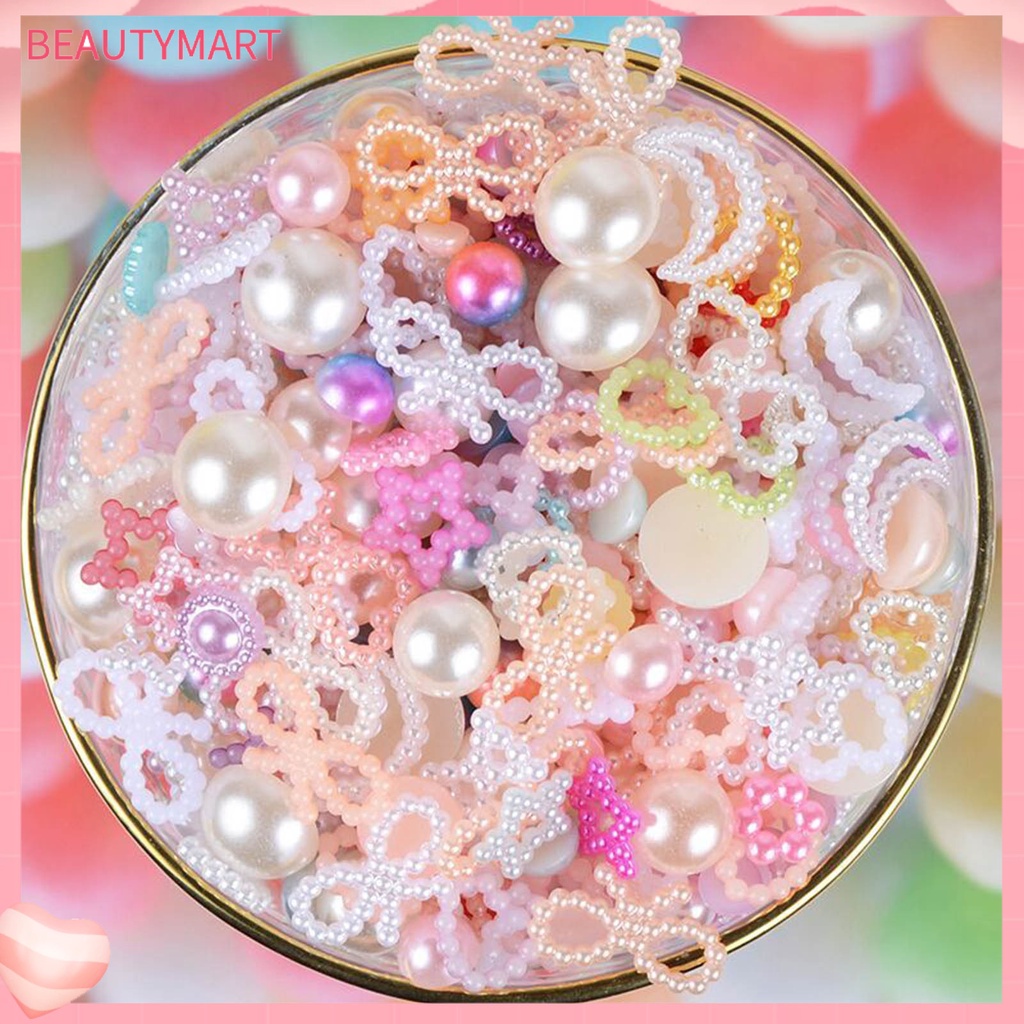 [beautymart] Hạt Ngọc Trai 50g Hình Nơ / Trái Tim / Ngôi Sao / Ngôi Sao Đính Trang Trí Ốp Điện Thoại / Móng Tay