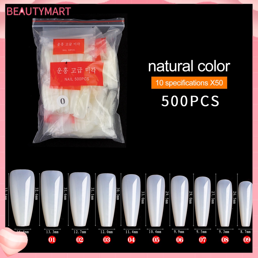 Bộ 500 Móng Tay Giả Trong Suốt Chống Vỡ Lâu Trôi DIY