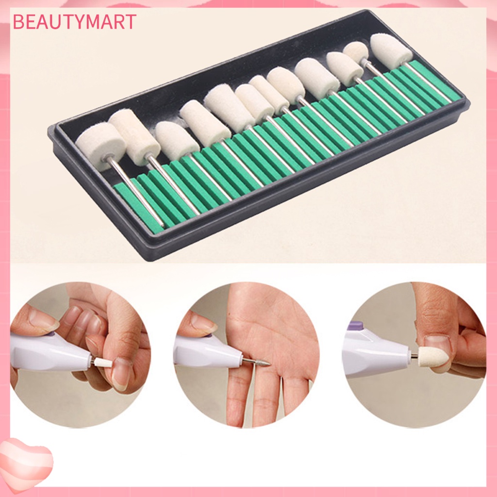 Bộ 12 Mũi Khoan Mài Móng Tay Chống Trầy Màu Trắng Dùng Tại Nhà