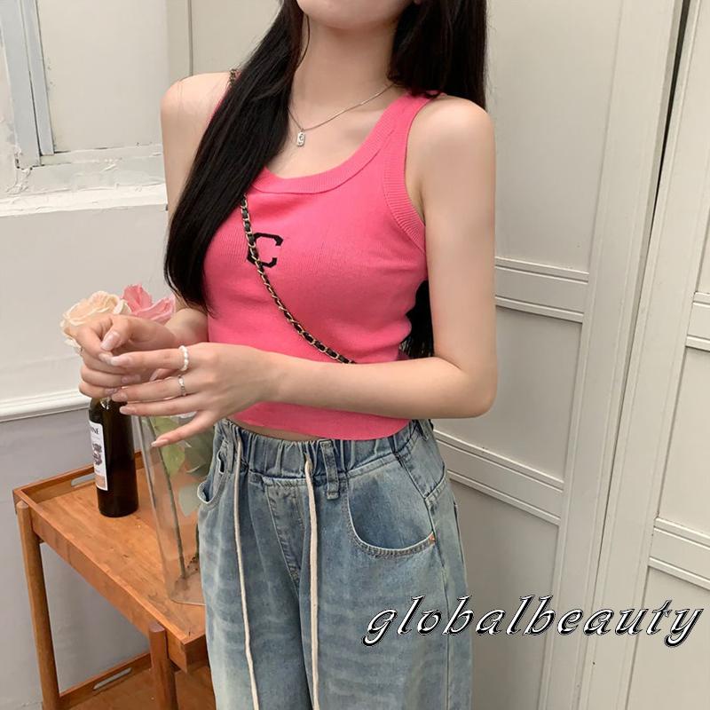 Áo Croptop Không Tay In Chữ Thời Trang Mùa Hè Dành Cho Nữ