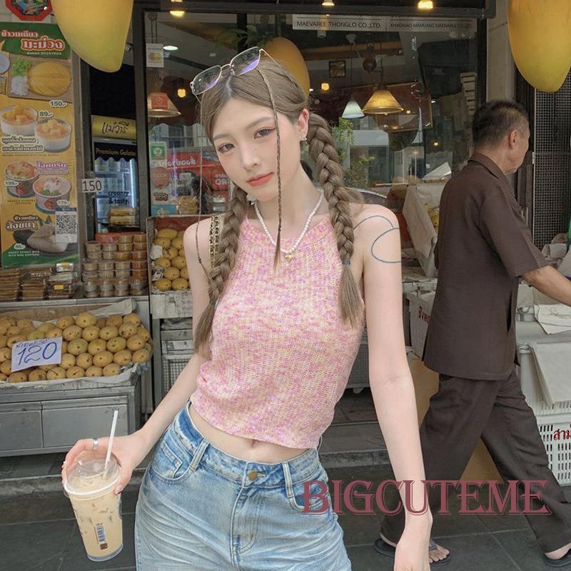 Áo Croptop Hai Dây Ôm Dáng Họa Tiết Kẻ Sọc Nhiều Màu Thời Trang Mùa Hè Cho Nữ