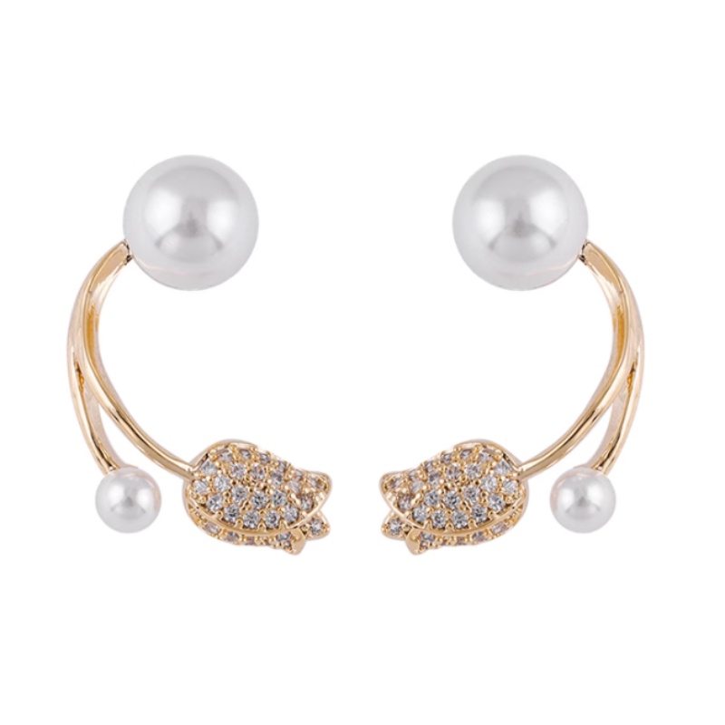 Bông Tai Hình Hoa Tulip Đính Ngọc Trai Nhân Tạo Phong Cách Hàn Quốc Sang Trọng Thời Trang Cho Nữ