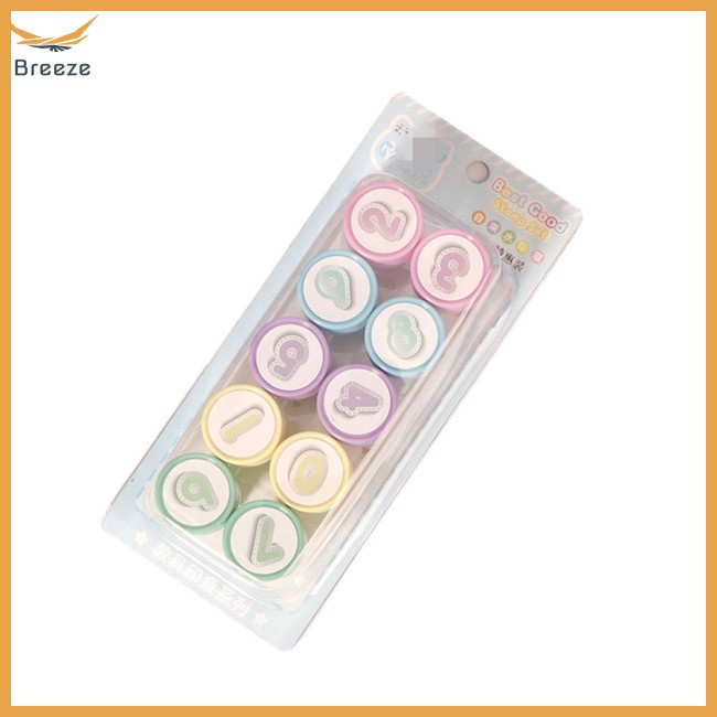 Bộ 10 Con Dấu Số 0-9 Nhanh Khô Hình Tròn Dễ Thương Trang Trí Album Ảnh Diy