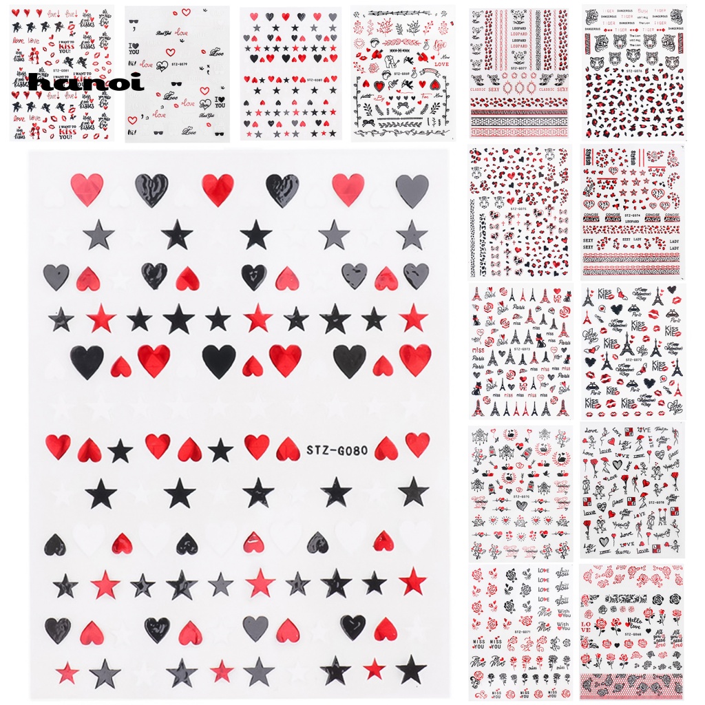 Miếng Dán Trang Trí Móng Tay Nhiều Màu Sắc Phong Cách Retro