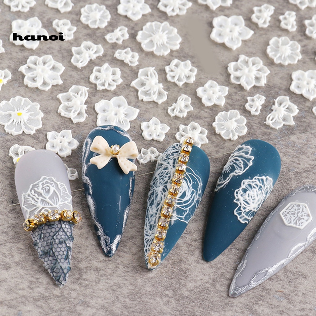 Miếng Dán Trang Trí Móng Tay Tự Nhiên Dập Nổi Họa Tiết Ren Hoa Lưng Siêu Mỏng Dành Cho Nữ