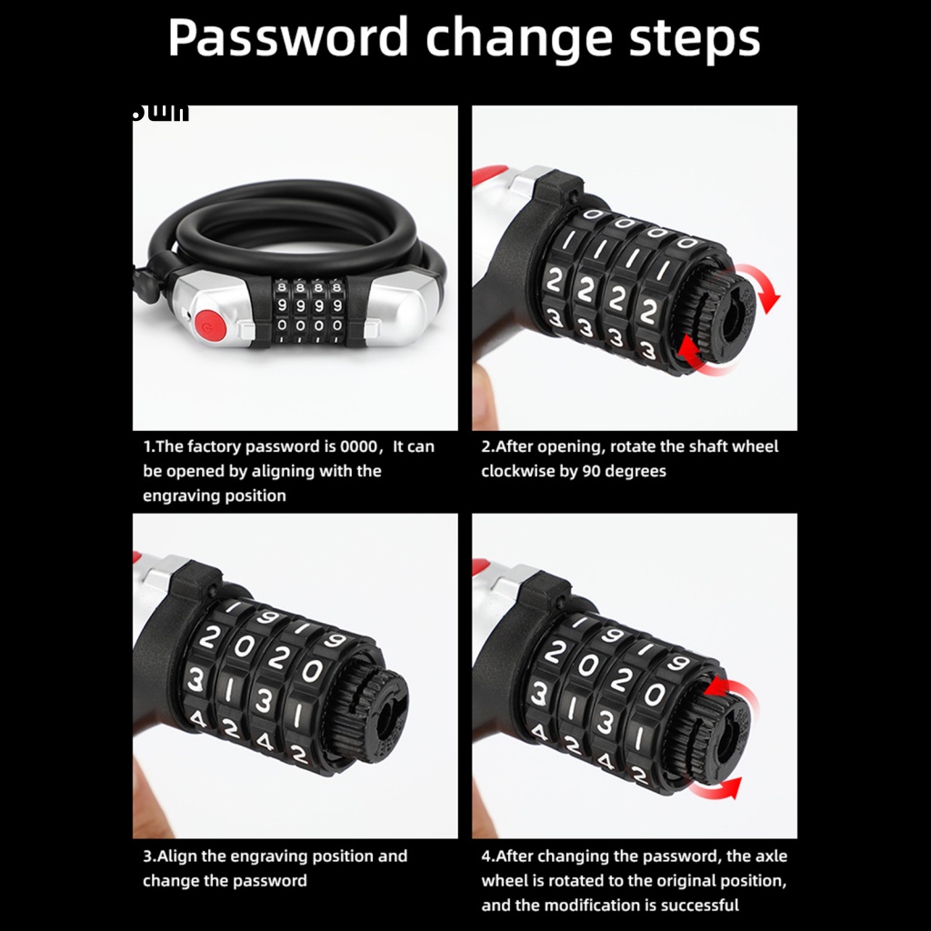 Dây Khóa Xe Đạp 4 Chữ Số Có Đèn