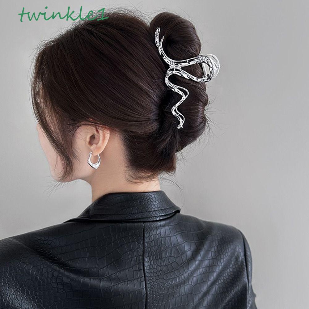 Kẹp Tóc Đuôi Ngựa Bằng Kim Loại Lấp Lánh Phong Cách Retro Đơn Giản Cho Nữ