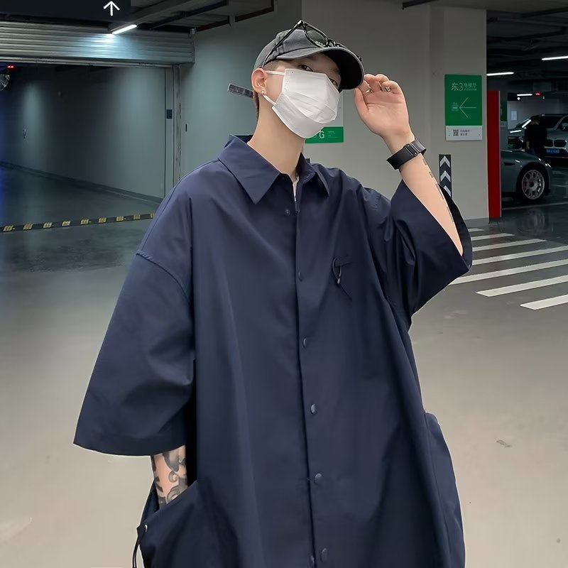 Áo Sơ Mi Ngắn Tay Phong Cách Đường Phố Nhật Bản Thời Trang Mùa Hè Cho Nam