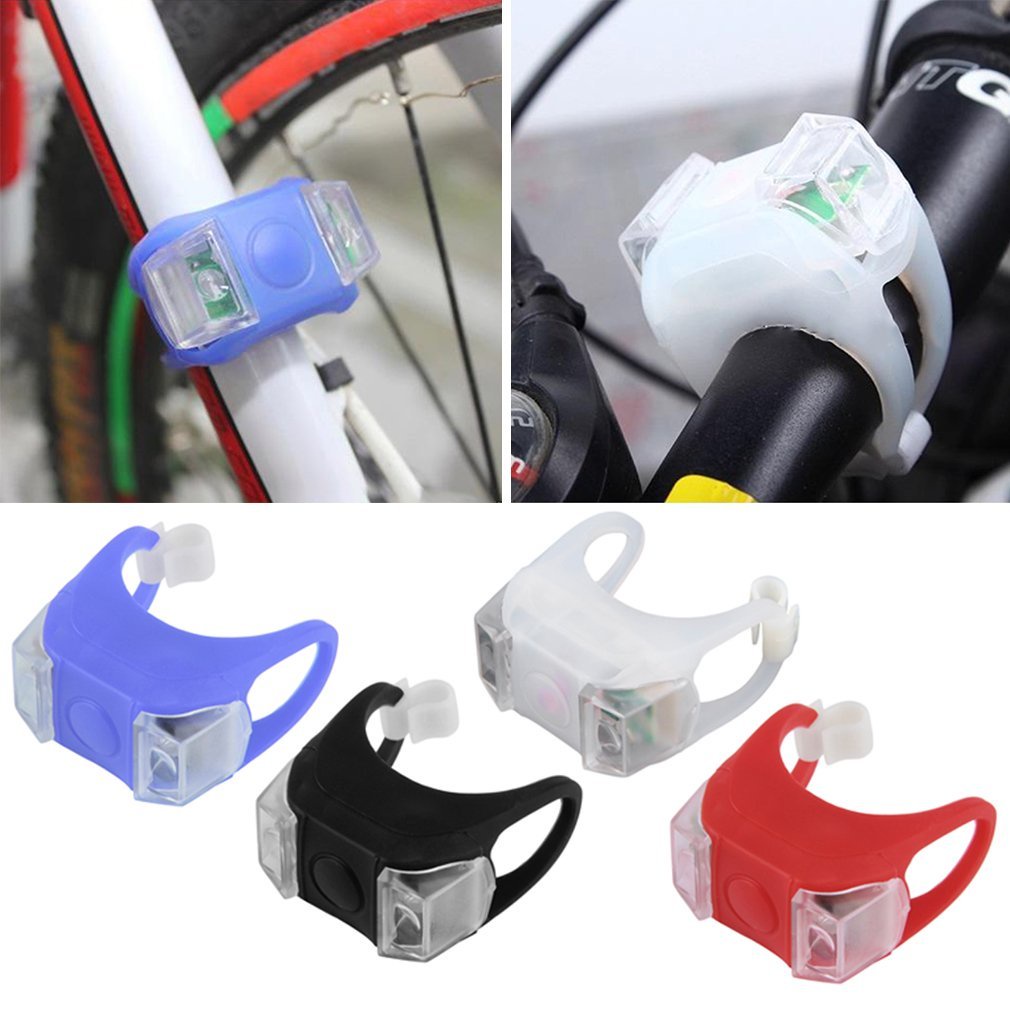 1Pc Bicycle Front Light Flash 3 Modes Silicone Led Head Rear Wheel Bike Lamp Waterproof Cycling Lights With Battery [Q/13]