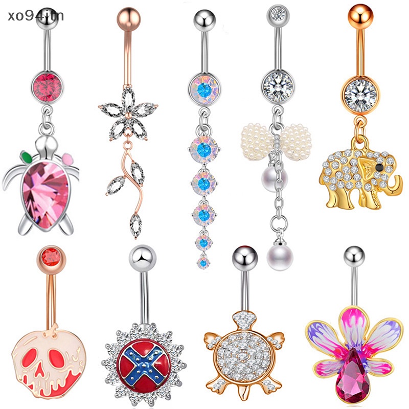 Khuyên Rốn Chất Liệu Thép Không Gỉ Đính Đá Nhân Tạo Hình Bướm Thời Trang