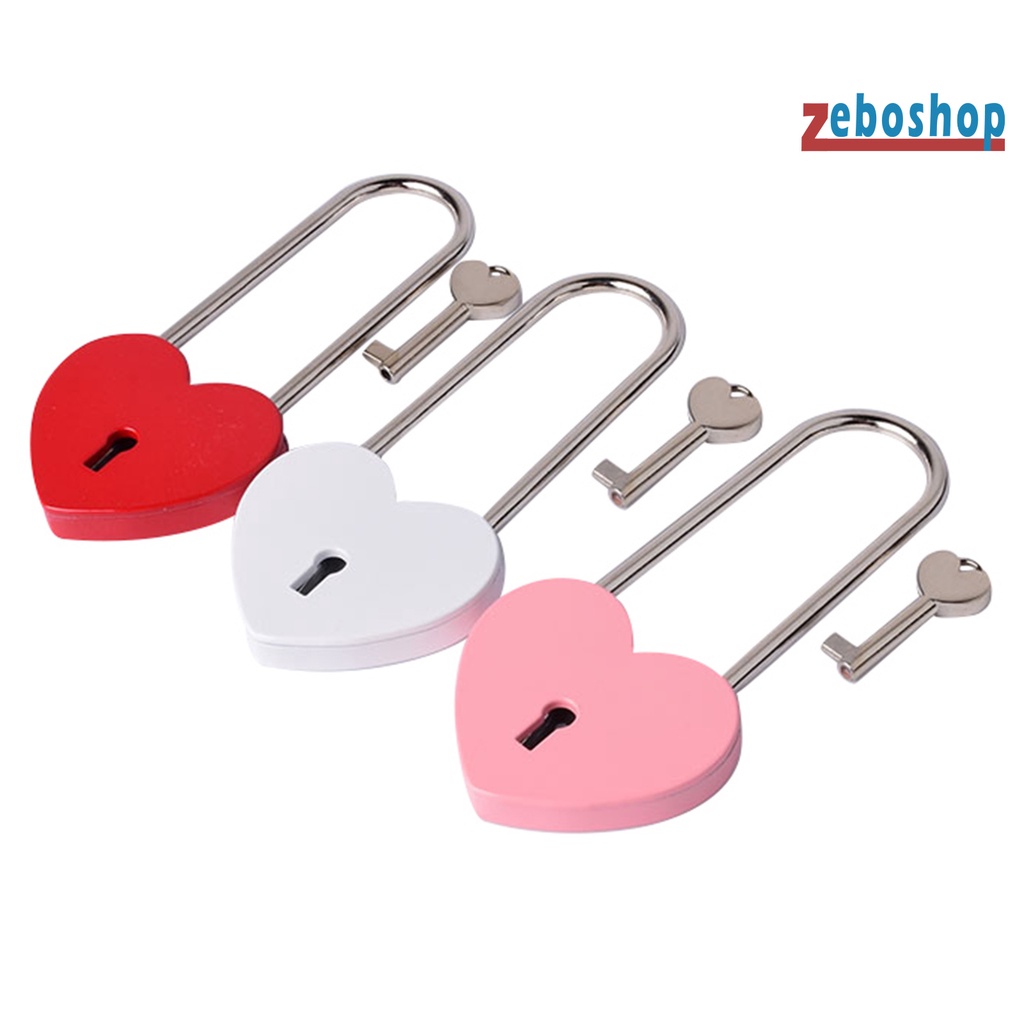 Zeboshop 1 Bộ Ổ Khóa Dài Bằng Hợp Kim Kẽm Hình Trái Tim Chịu Nhiệt Độ Cao Chống Mài Mòn Cho Du Lịch