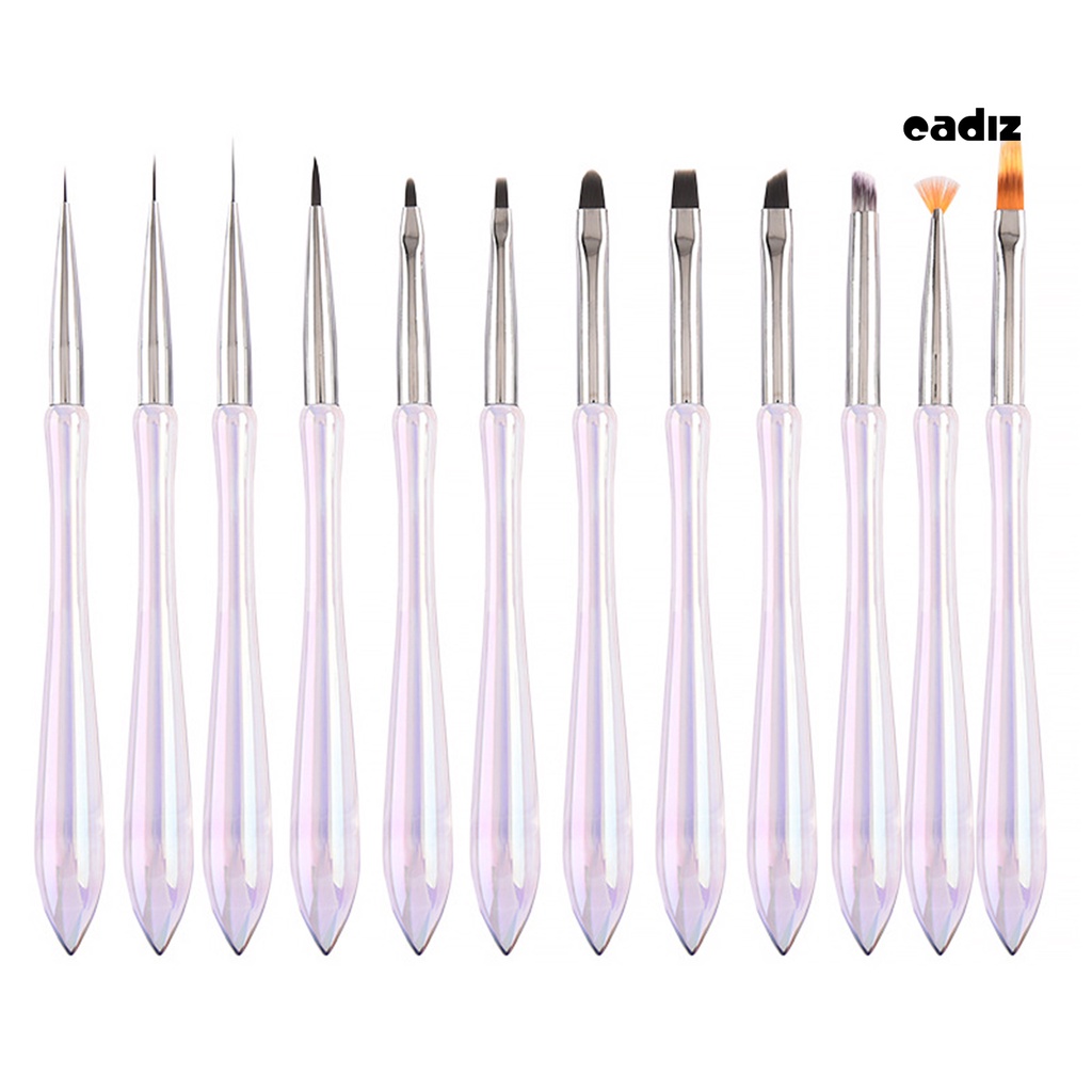 Set 12 Cọ Vẽ Móng Tay Nghệ Thuật Bằng Sợi Nylon Chống Trượt Linh Hoạt Chuyên Dụng Cho Salon DIY