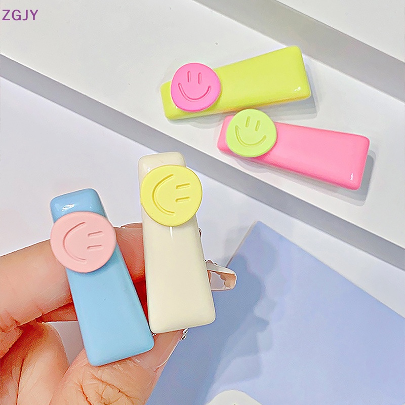 Kẹp Tóc Nhựa Hình Mặt Cười Màu Kẹo Ngọt Thiết Kế Dễ Thương Thời Trang Cho Nữ Mới